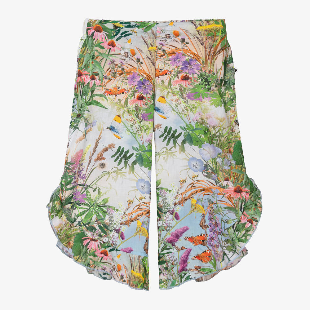 Molo - Girls Green Floral Beach Trousers | Childrensalon