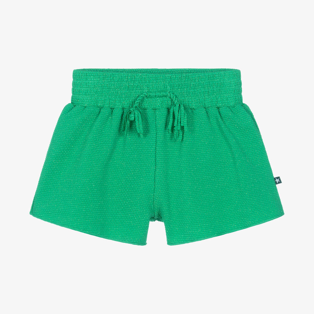Molo - Girls Green Lurex Swim Shorts (UPF 50+) | Childrensalon
