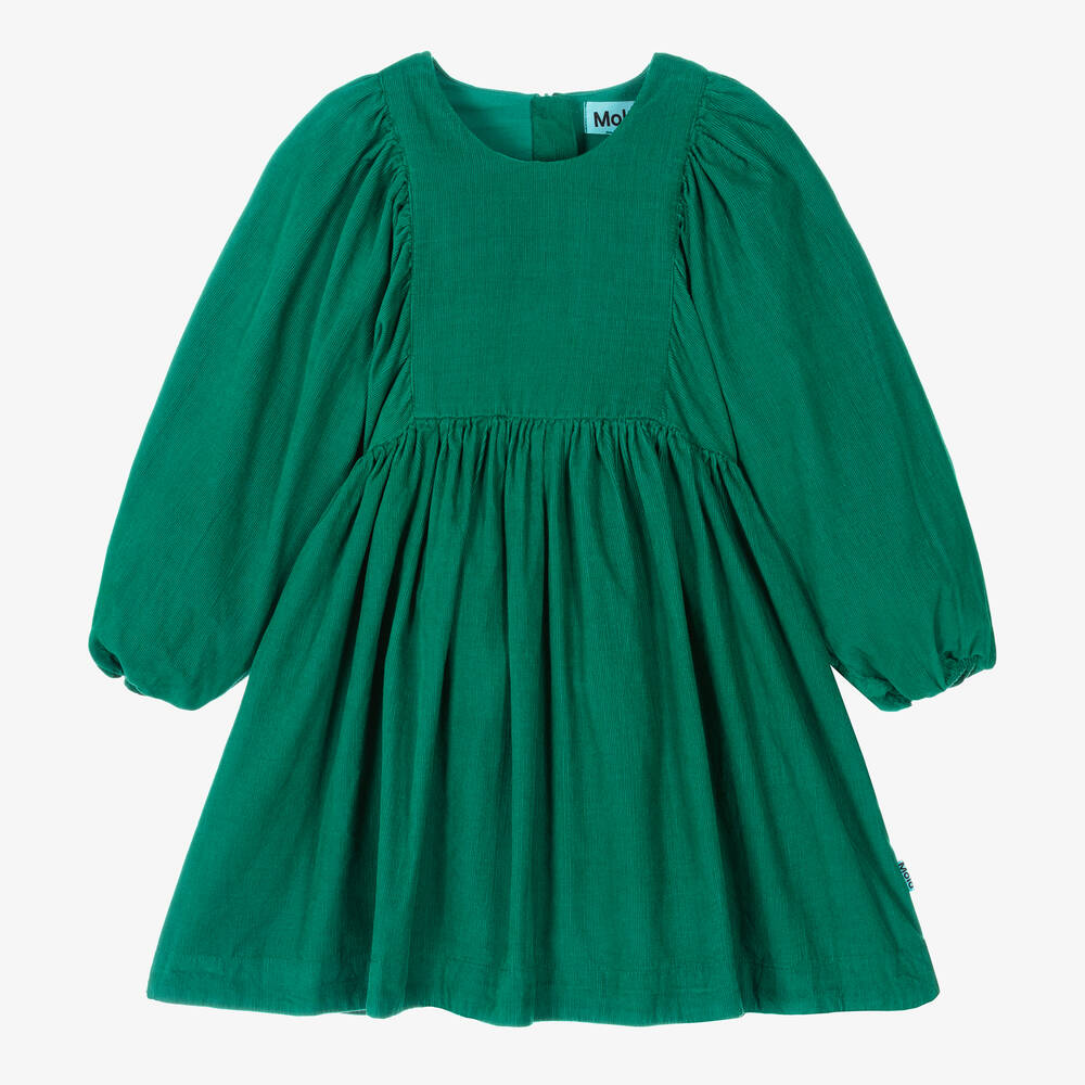 Molo - Girls Green Needlecord Dress | Childrensalon