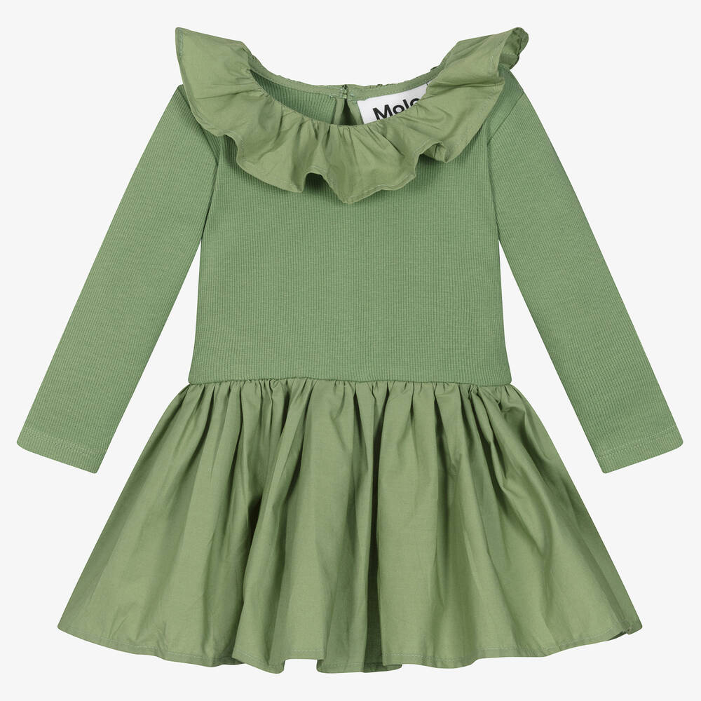 Molo Babies' Girls Green Organic Cotton Dress