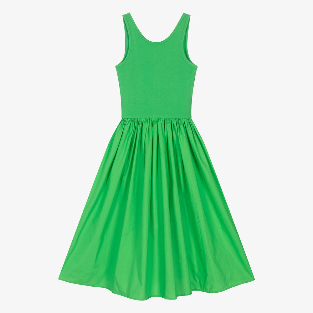 Molo - فستان قطن عضوي مضلع لون أخضر فاقع | Childrensalon