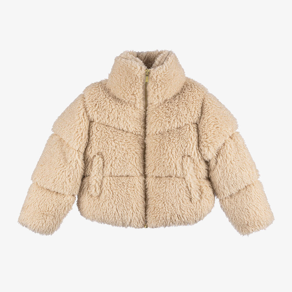 Molo - Girls Ivory Faux Fur Jacket | Childrensalon