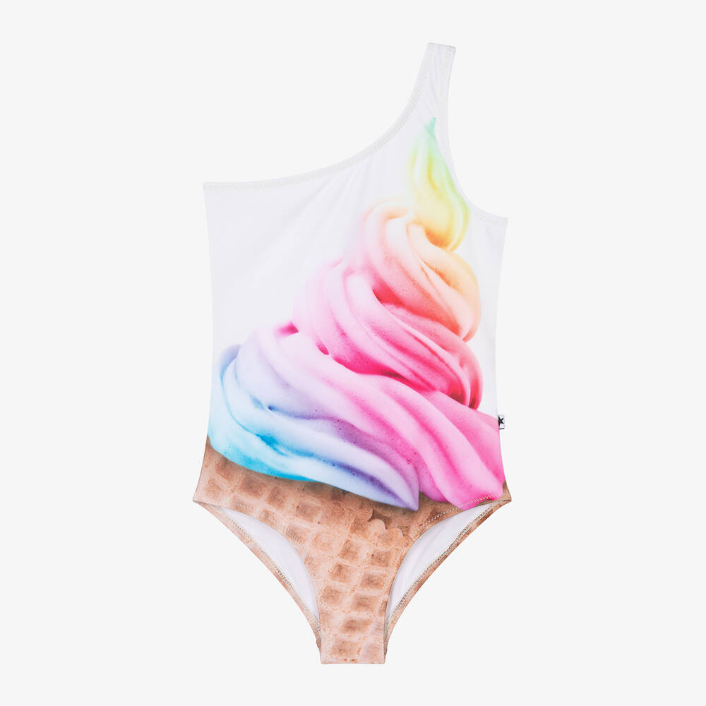Molo - Girls Ivory Ice Cream Swimsuit (UPF50+) | Childrensalon