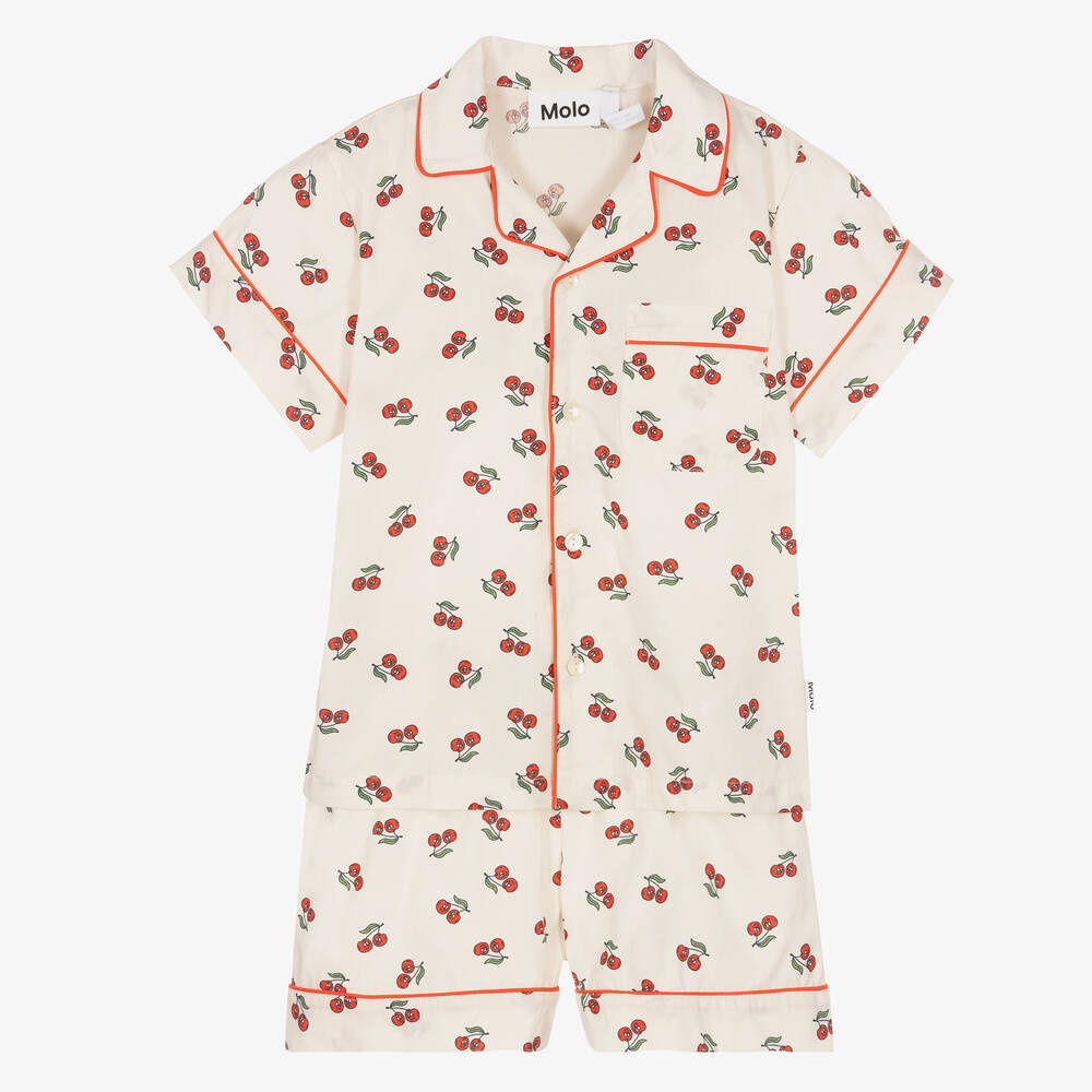 Molo - Кремовая пижама из органического хлопка с вишнями | Childrensalon