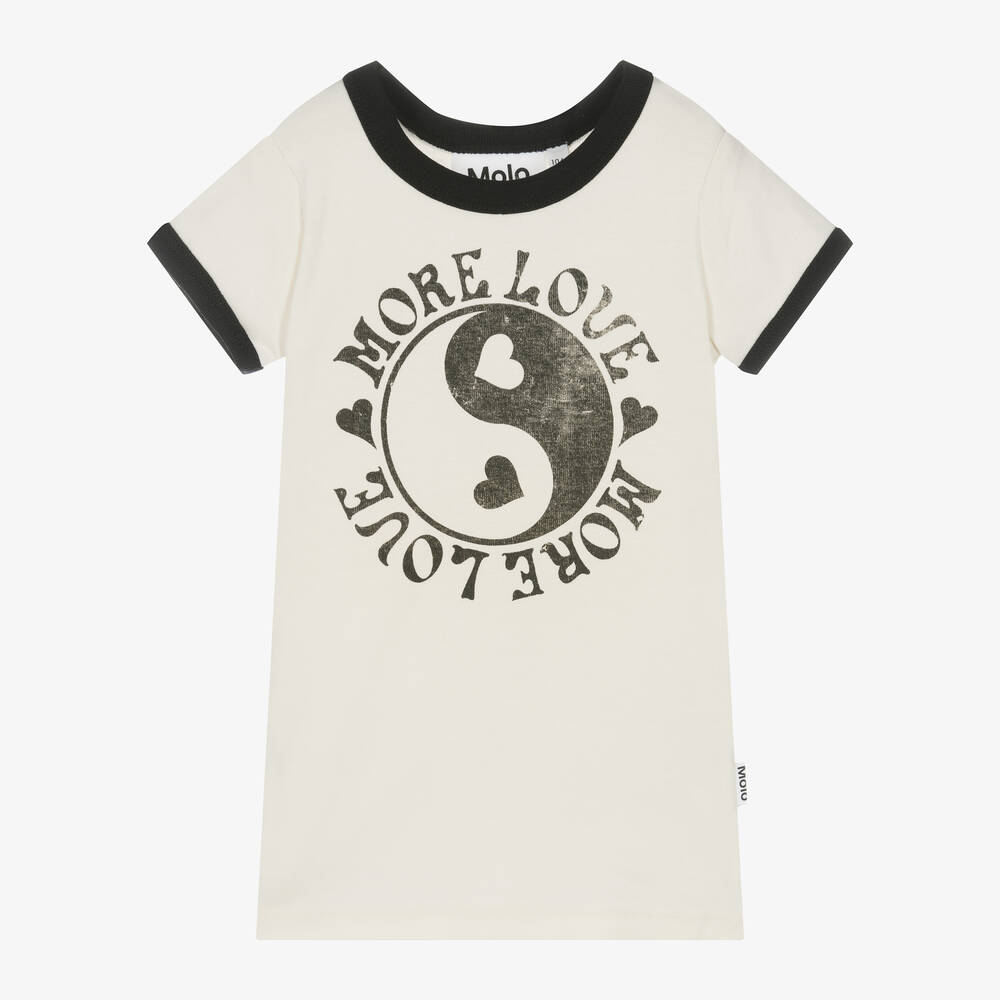 Molo Babies' Girls Ivory Organic Cotton T-shirt