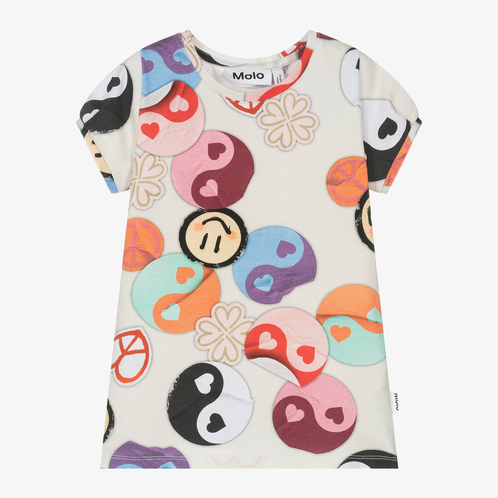 Molo - Кремовая футболка из органического хлопка для девочек | Childrensalon