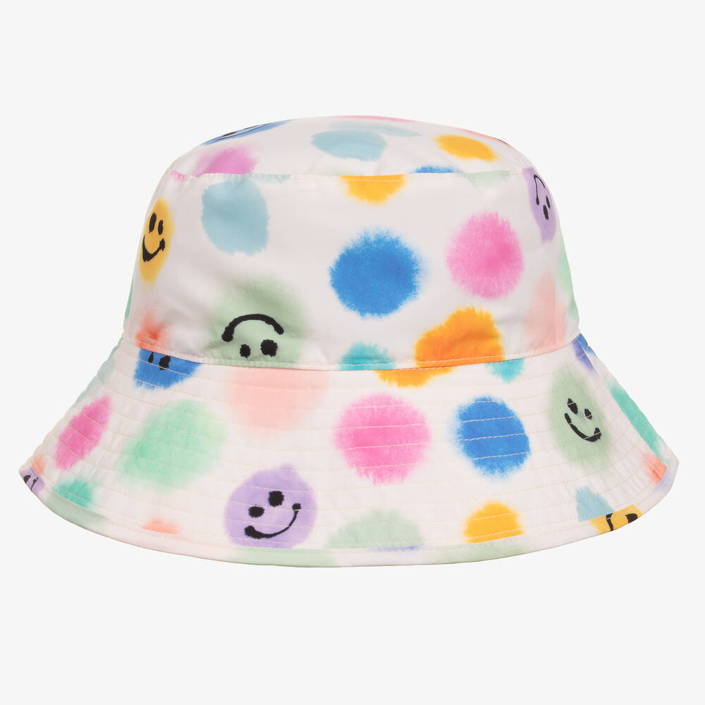 Molo - Girls Ivory Painted Dots Bucket Hat (UPF50+) | Childrensalon