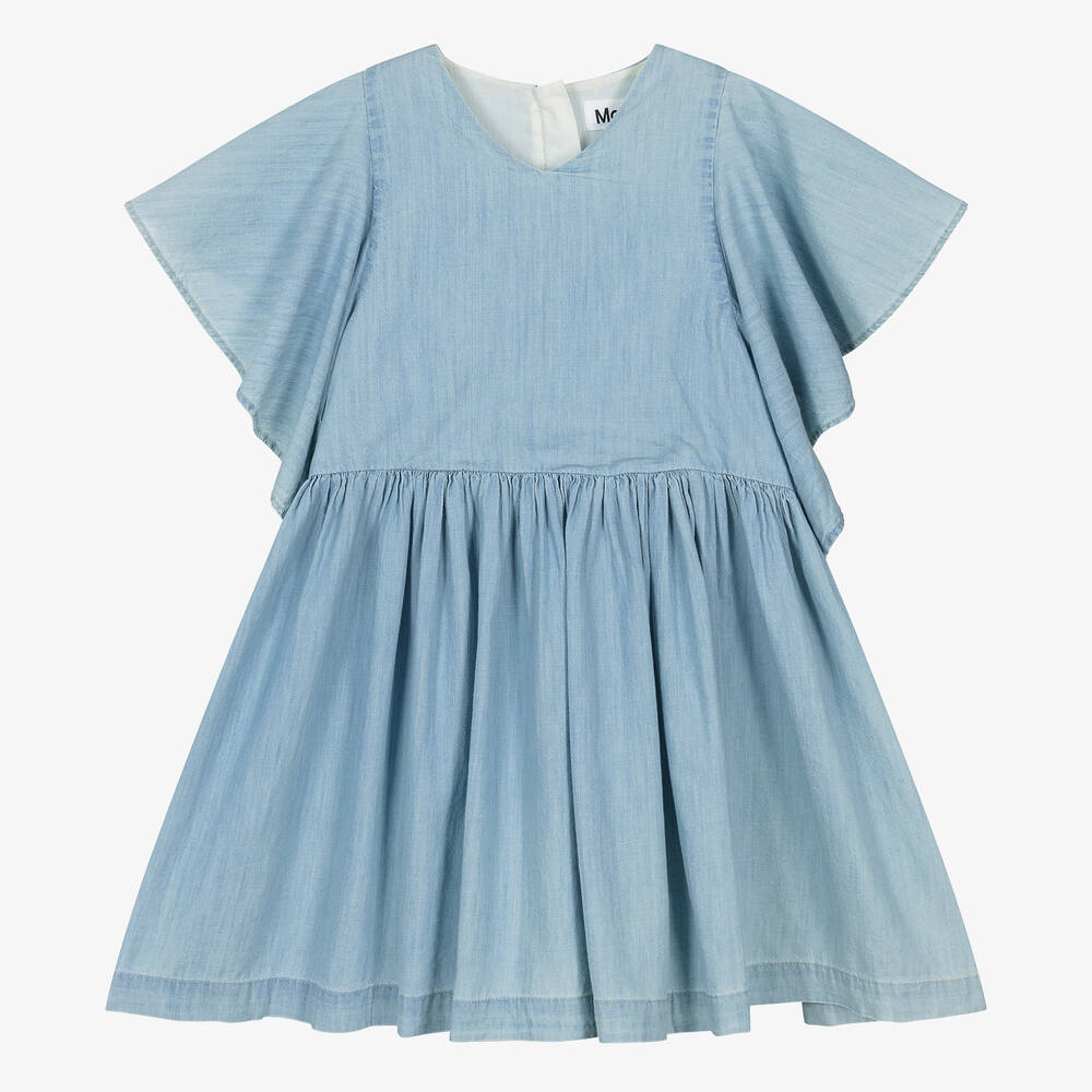 Molo - Girls Light Blue Cotton Dress | Childrensalon