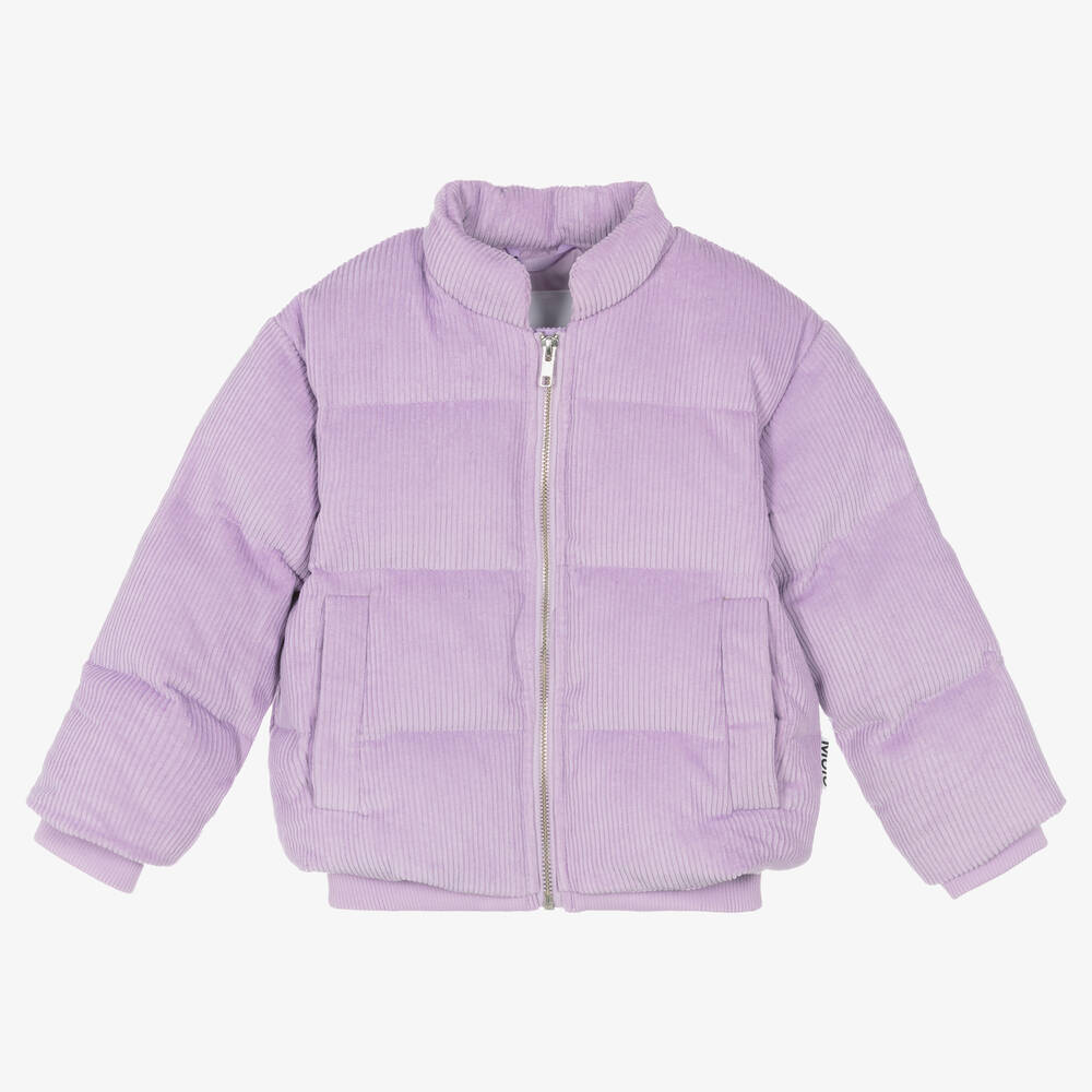 Molo - Girls Lilac Cotton Corduroy Puffer Jacket | Childrensalon