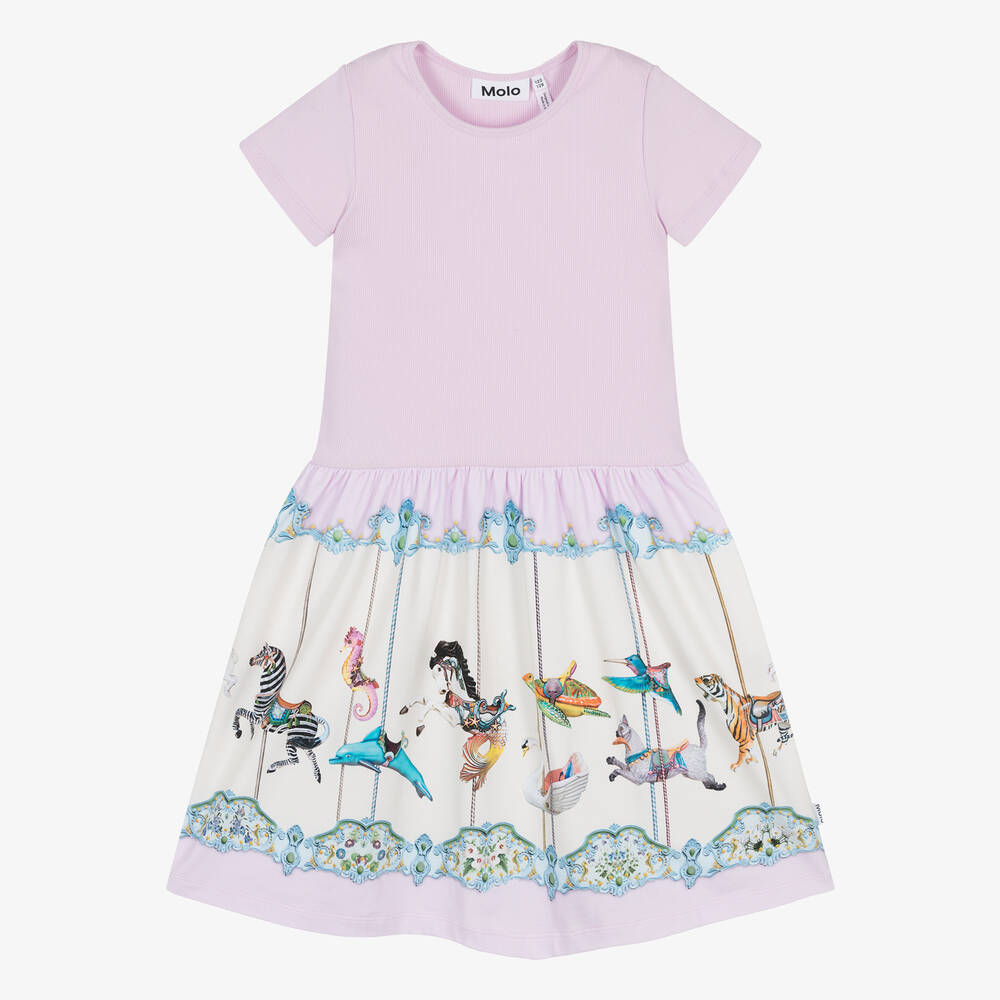 Molo - Girls Lilac Purple Organic Cotton Dress | Childrensalon