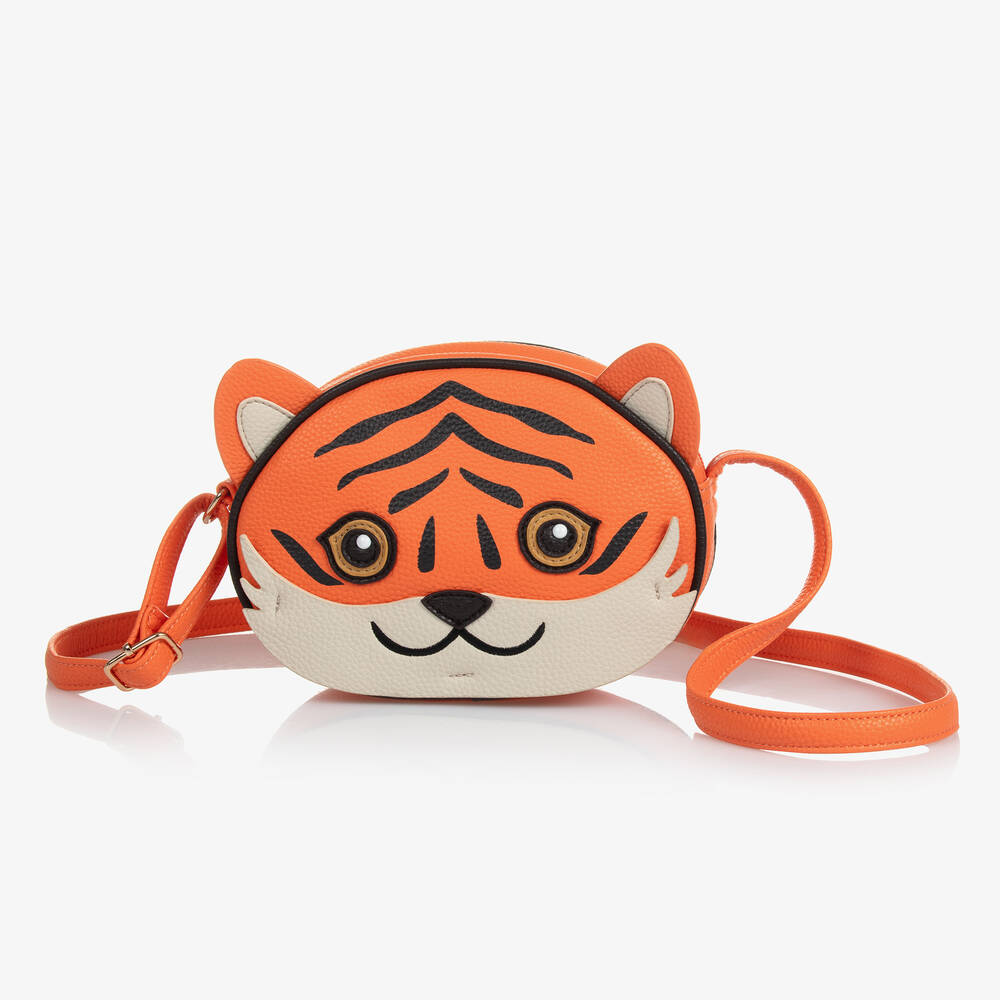 Molo - Girls Orange Tiger Shoulder Bag (20cm) | Childrensalon