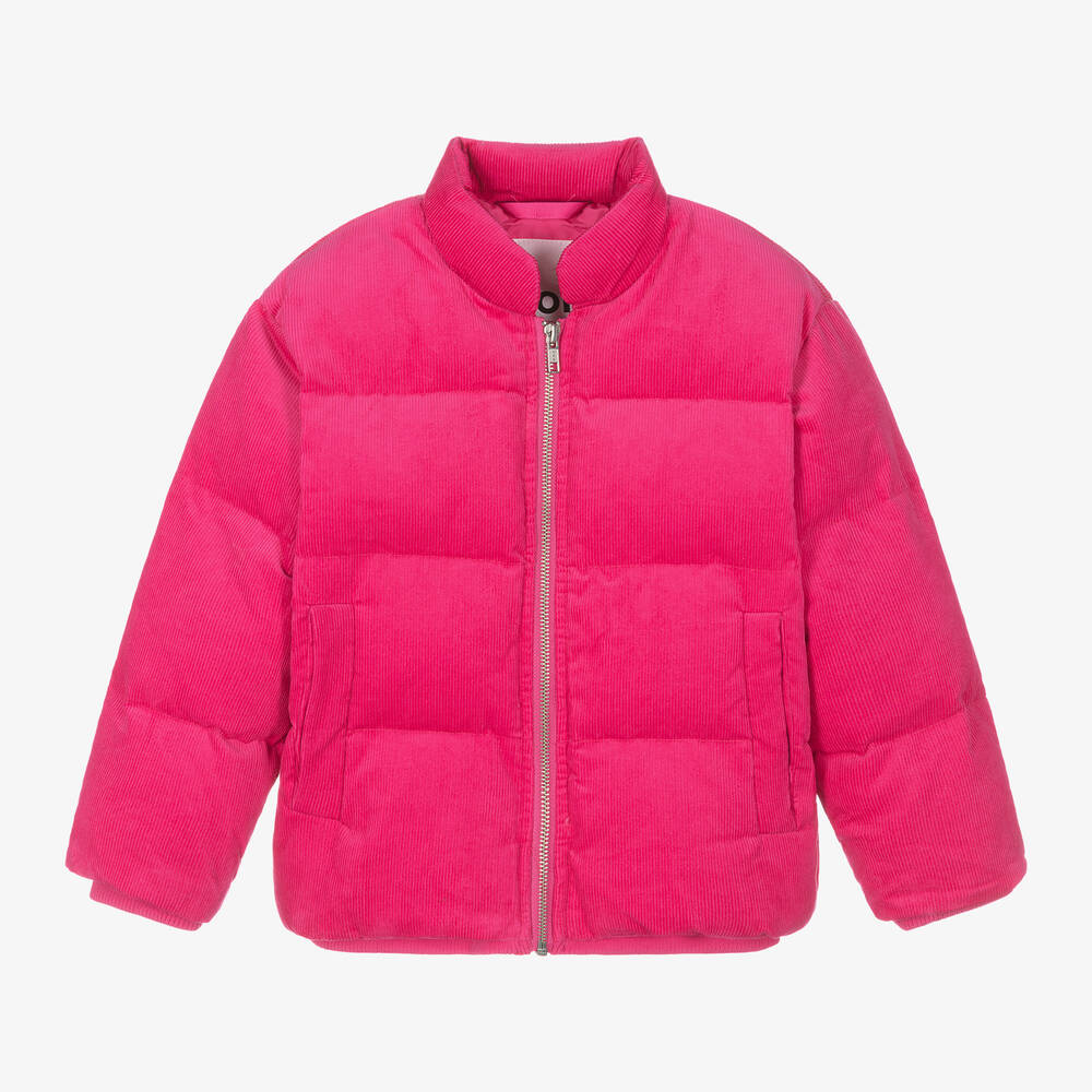 Molo - Girls Pink Corduroy Puffer Jacket | Childrensalon