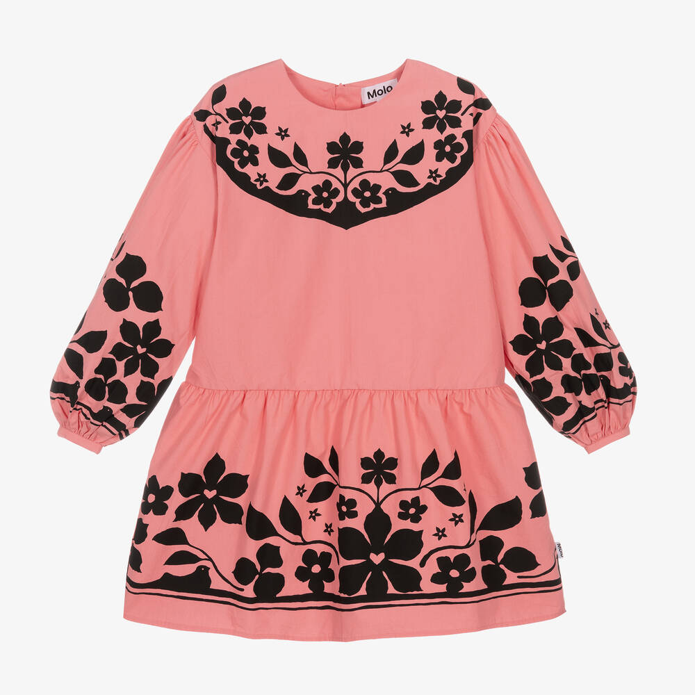 Molo - Girls Pink Cotton Floral Dress | Childrensalon