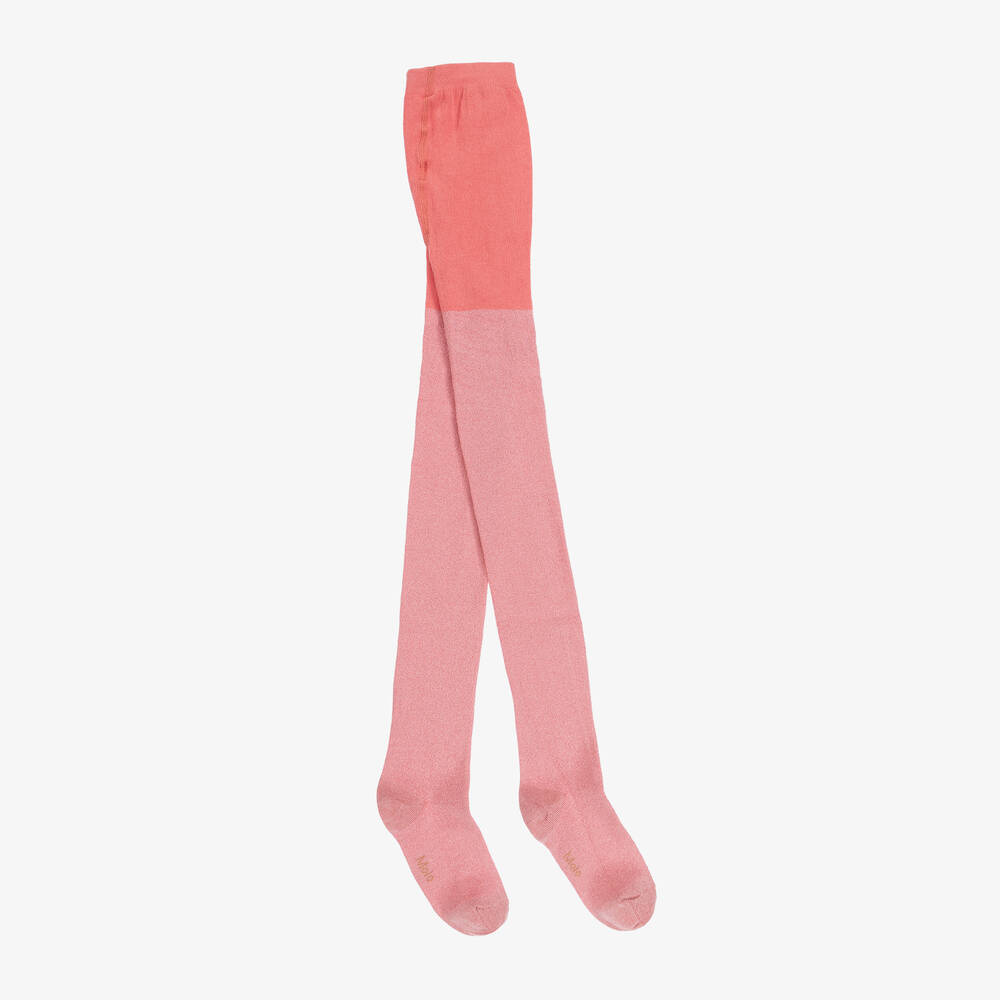 Molo - Girls Pink Cotton Glitter Tights | Childrensalon