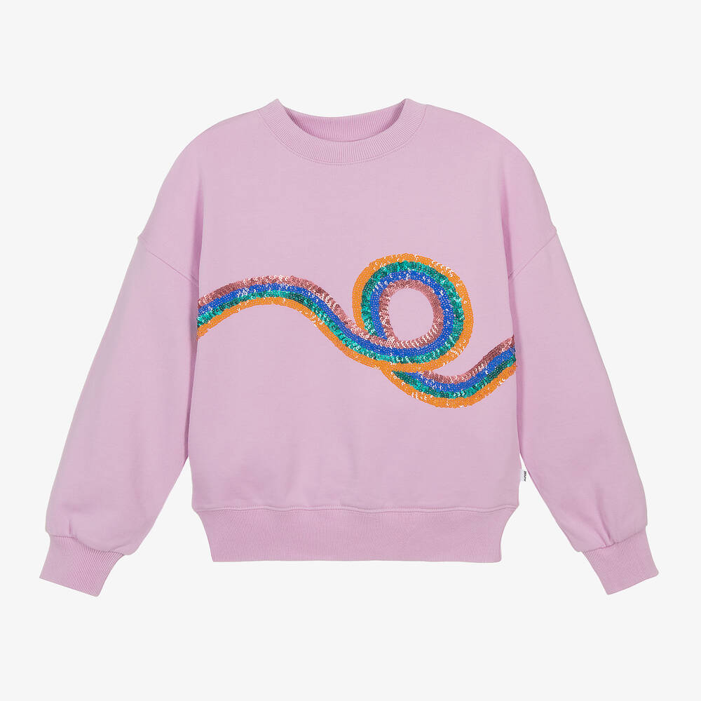 Molo - Girls Pink Cotton Sequin Swirl Sweatshirt | Childrensalon
