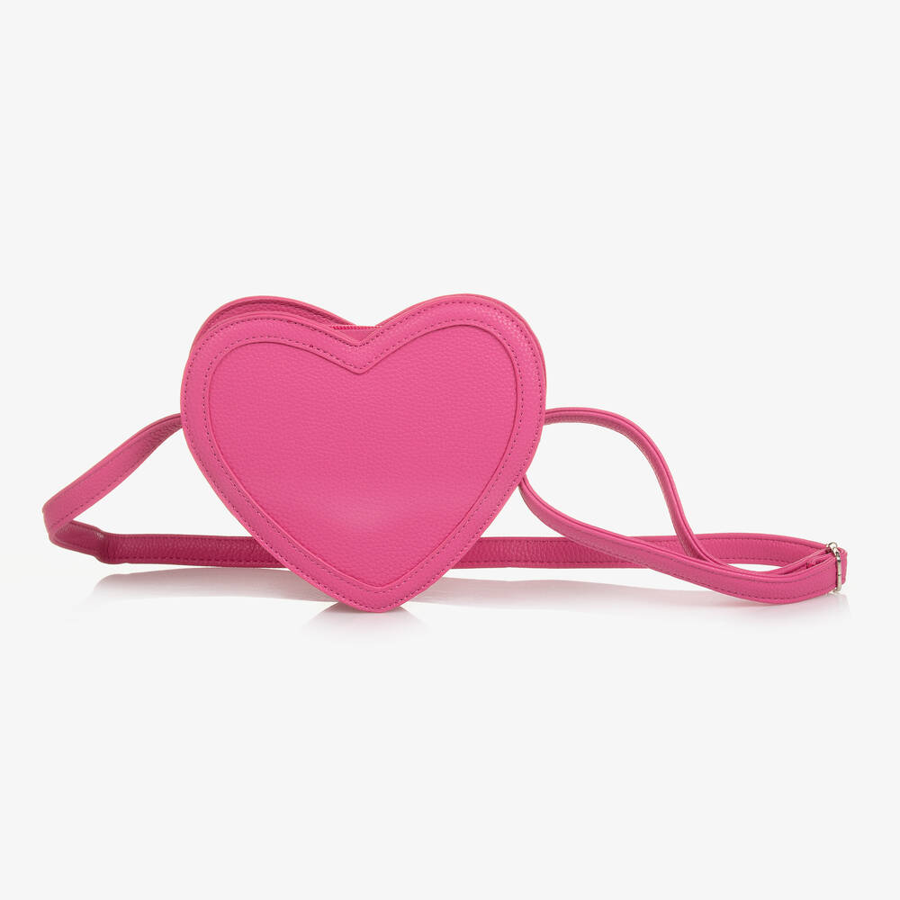 Molo - Girls Pink Faux Leather Heart Bag (18cm) | Childrensalon