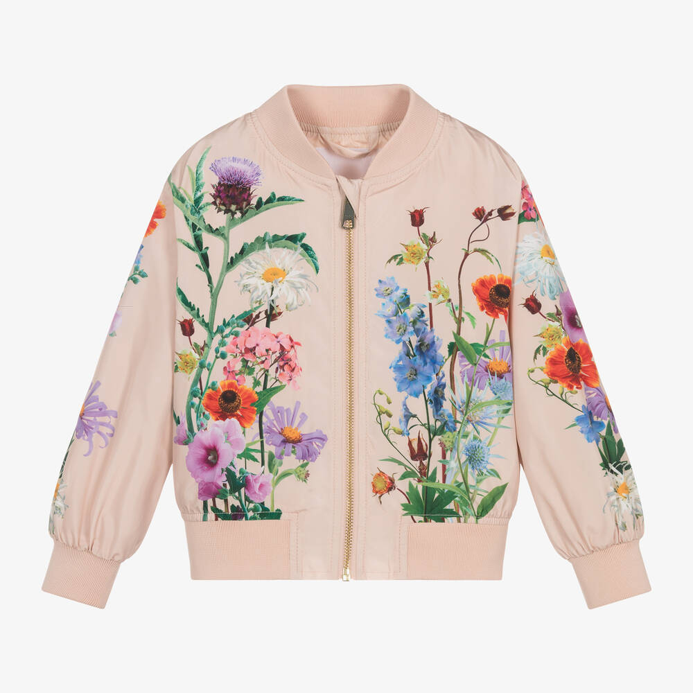 Shop Molo Girls Pink Floral Bomber Jacket