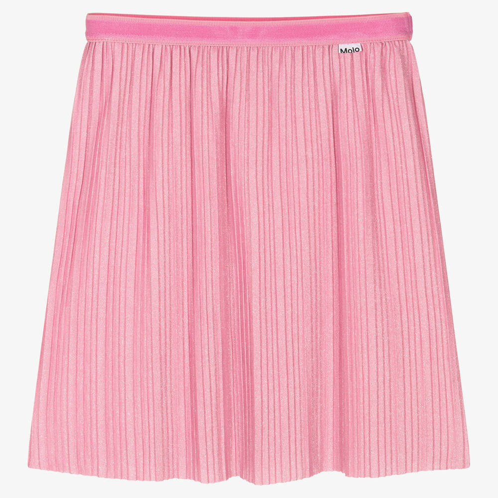 Molo - Girls Pink Glitter Pleated Skirt | Childrensalon