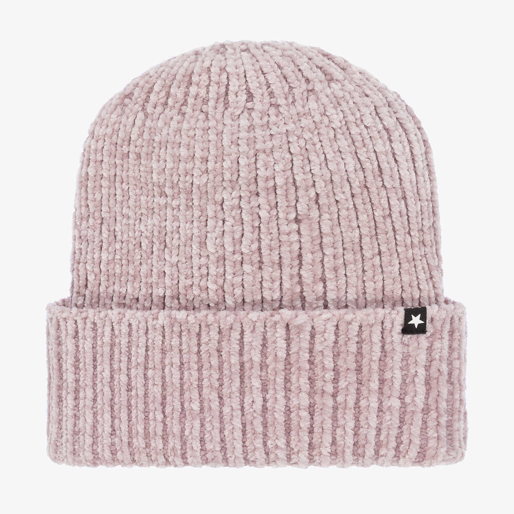 Molo - Girls Pink Knitted Beanie Hat | Childrensalon
