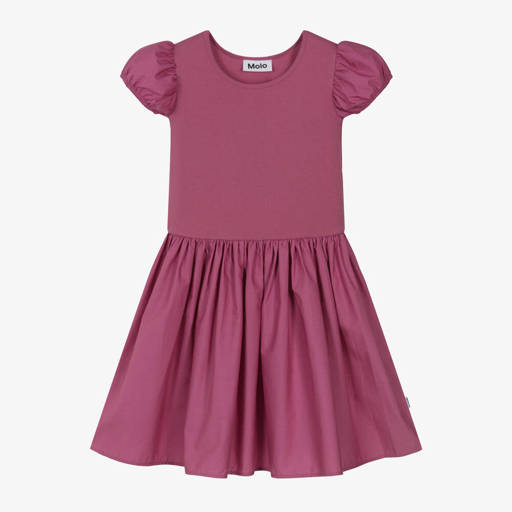 Molo -  فستان قطن عضوي لون زهري | Childrensalon
