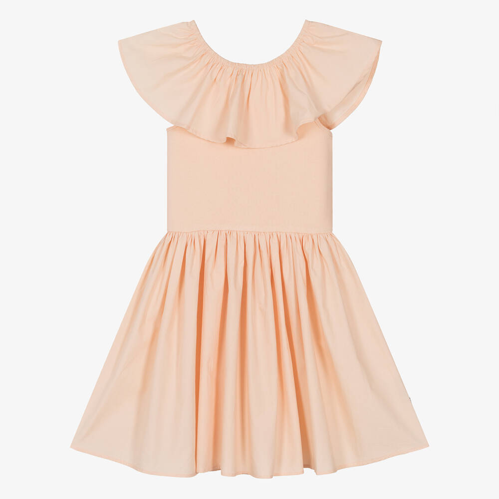 Molo - Girls Pink Organic Cotton Ruffle Dress | Childrensalon