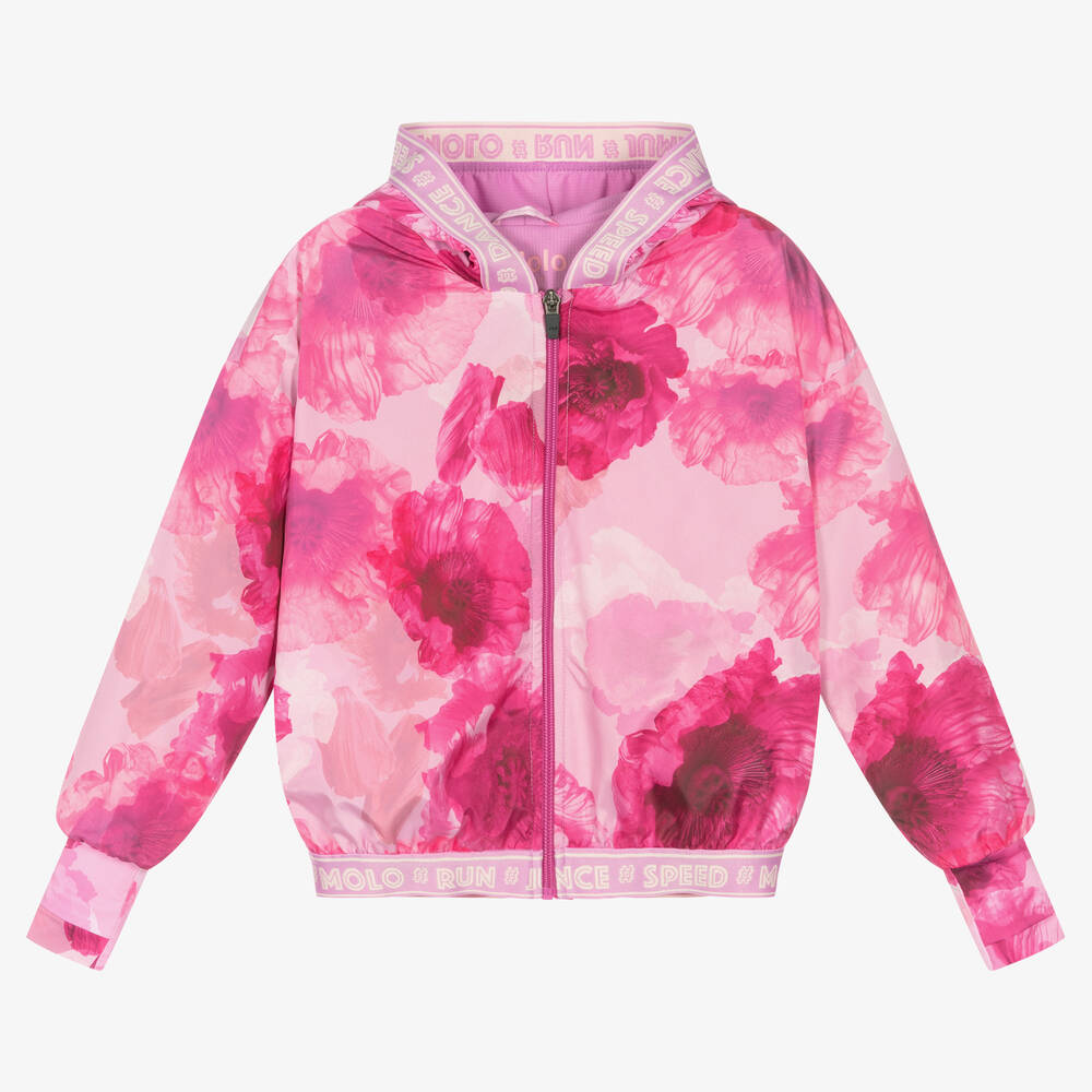 Molo - Girls Pink Poppies Sports Jacket | Childrensalon