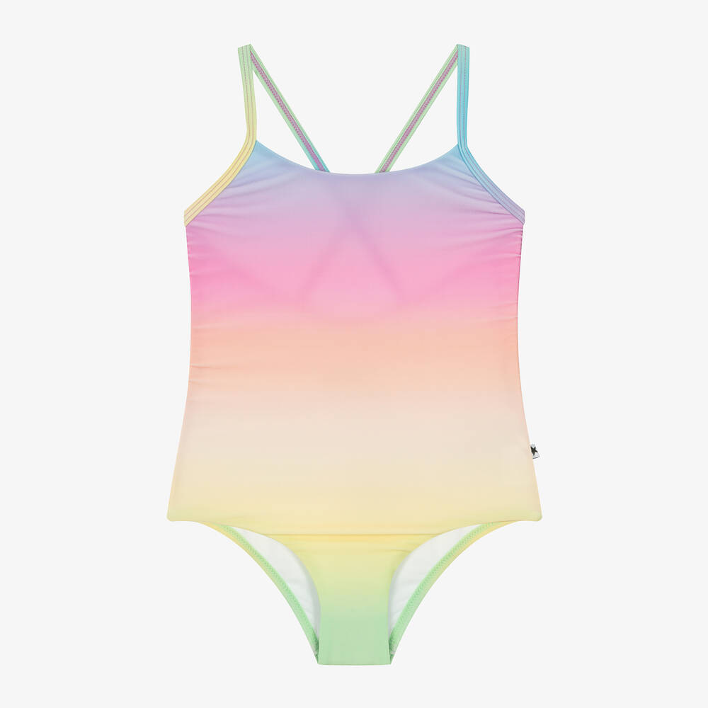 Molo - Girls Pink Rainbow Swimsuit (UPF50+) | Childrensalon