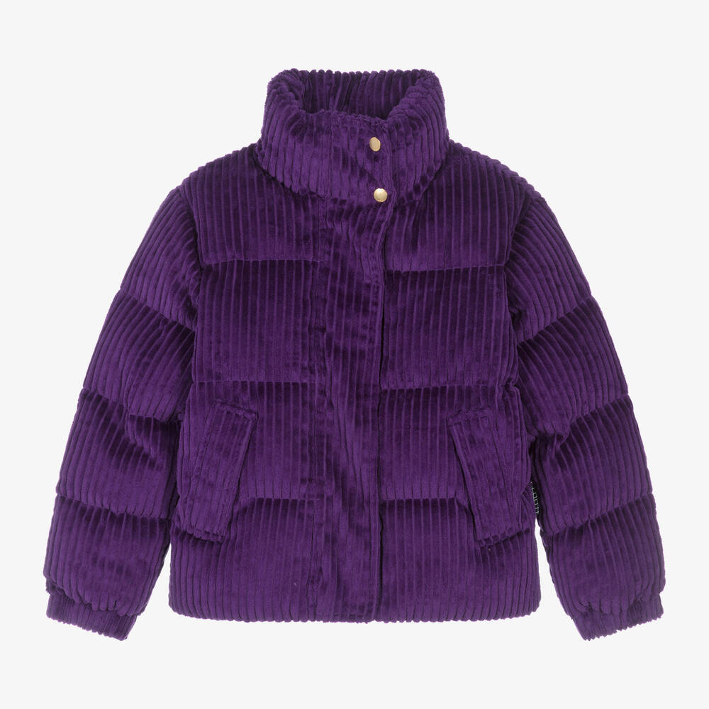 Molo - Girls Purple Corduroy Puffer Jacket | Childrensalon