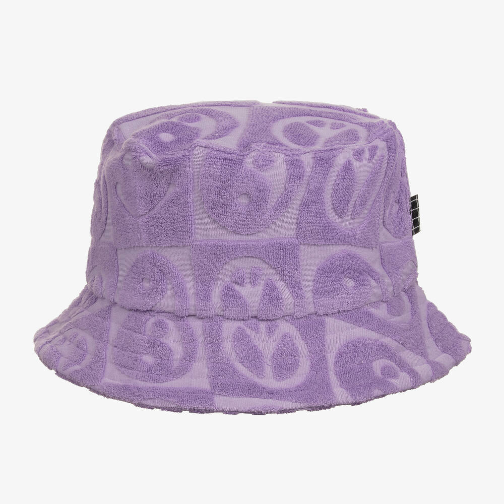 Molo - Girls Purple Cotton Towelling Bucket Hat | Childrensalon