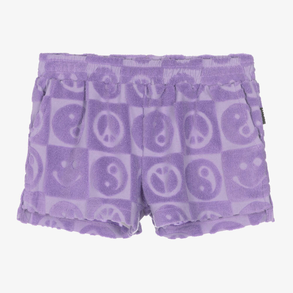 Molo - Girls Purple Cotton Towelling Shorts | Childrensalon