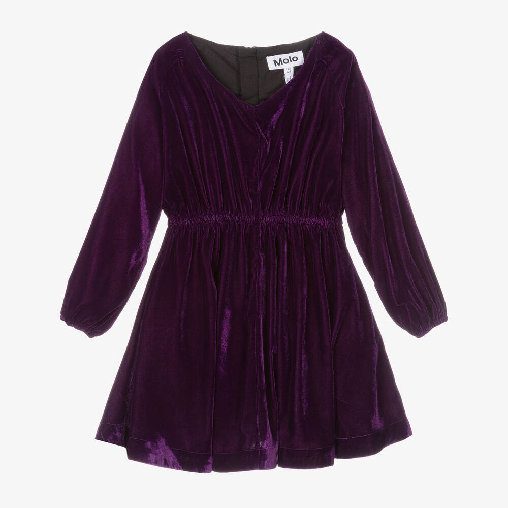 Molo - Girls Purple Velvet Dress | Childrensalon