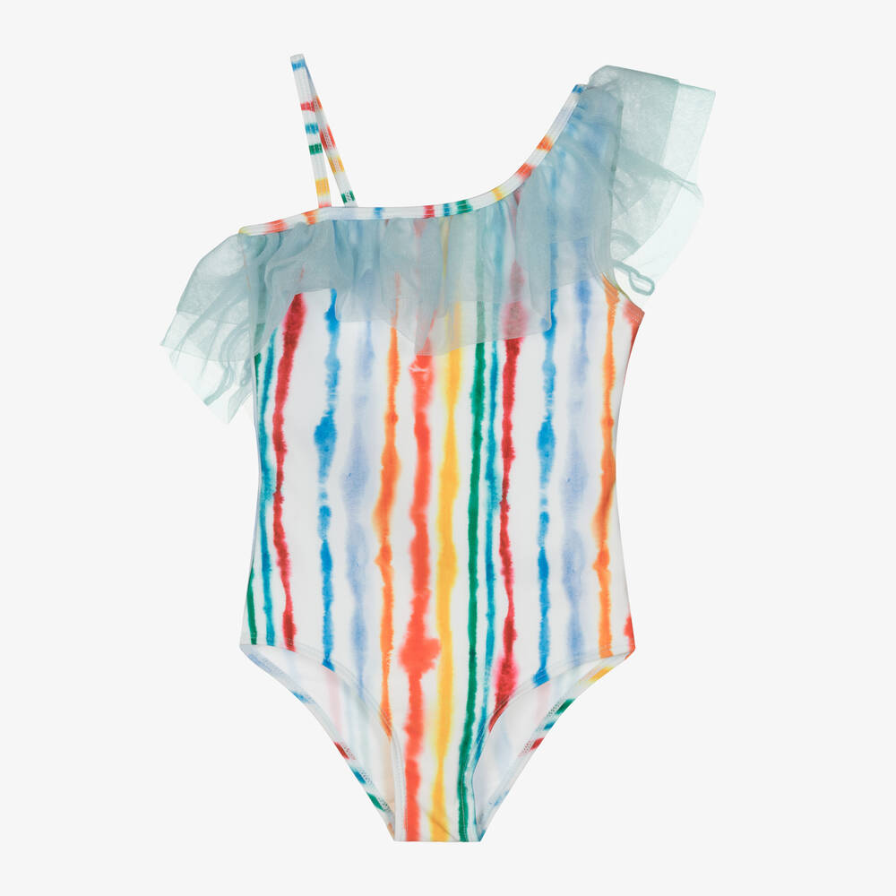 Molo - Girls Rainbow Stripe Swimsuit (UPF50+) | Childrensalon