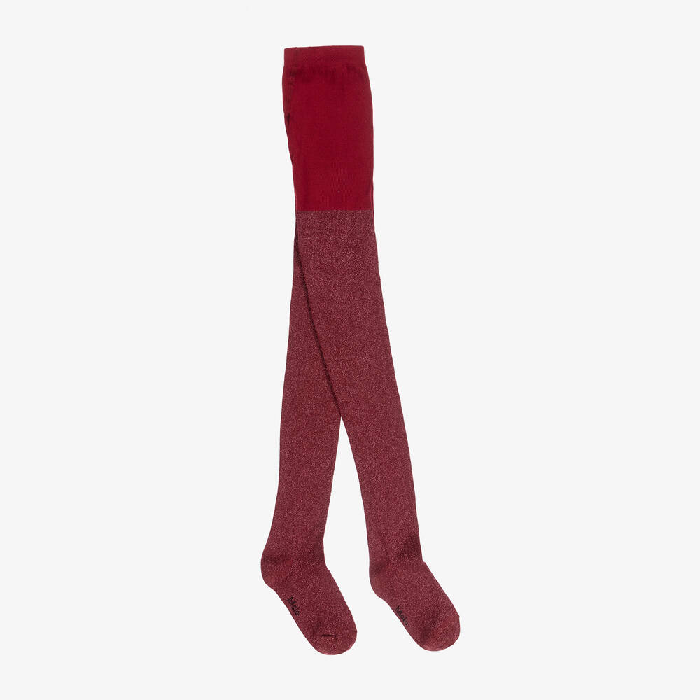 Molo - Girls Red Cotton Glitter Tights | Childrensalon