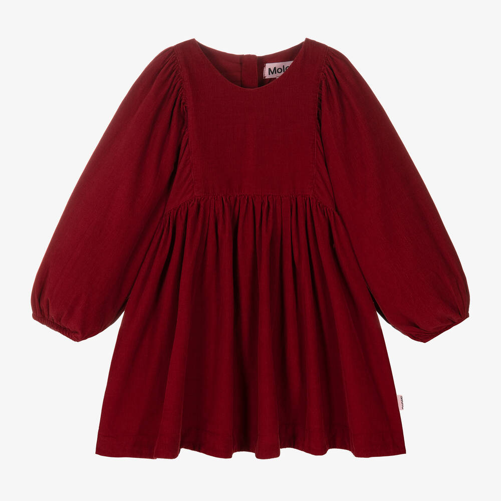 Molo - Girls Red Needlecord Dress | Childrensalon