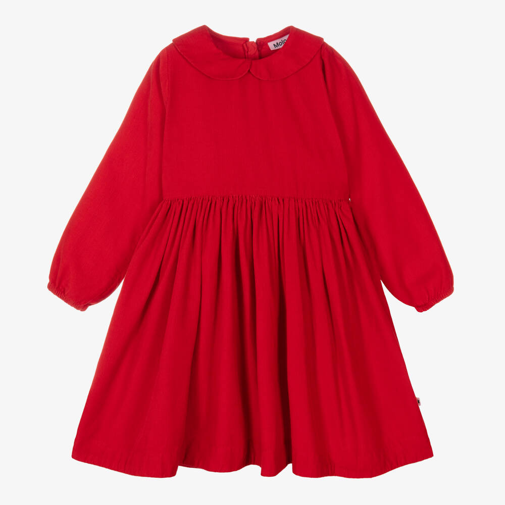 Molo - Girls Red Organic Cotton Dress | Childrensalon