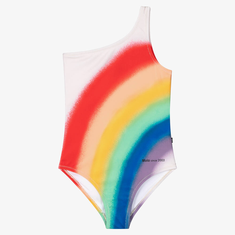 Molo - Girls Red Rainbow Swimsuit (UPF50+) | Childrensalon