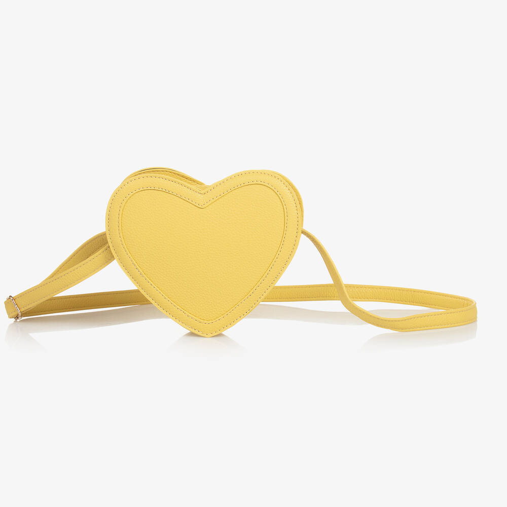 Molo - Girls Yellow Faux Leather Heart Bag (18cm) | Childrensalon