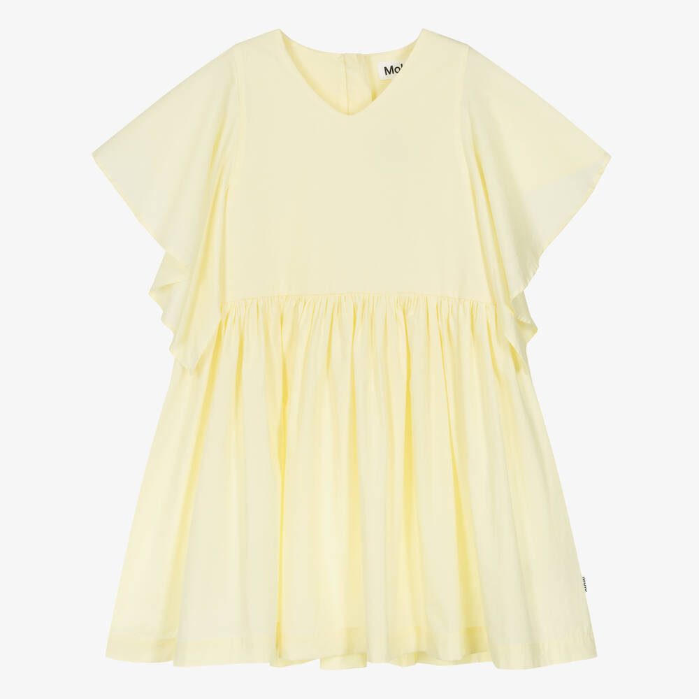 Molo Kids' Girls Yellow Organic Cotton Poplin Dress