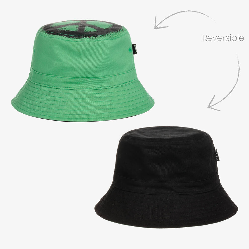 Molo - Chapeau vert et noir réversible  | Childrensalon