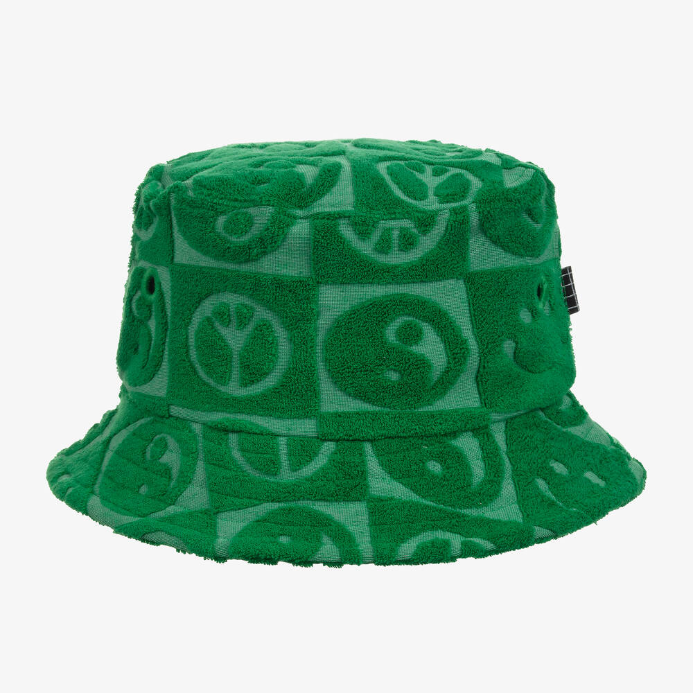 Shop Molo Green Cotton Towelling Bucket Hat