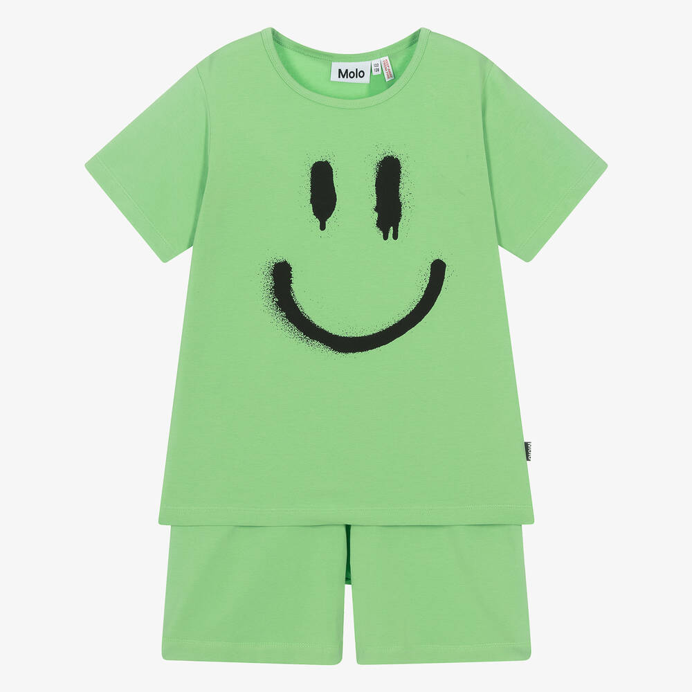 Molo - Green Organic Cotton Short Pyjamas  | Childrensalon