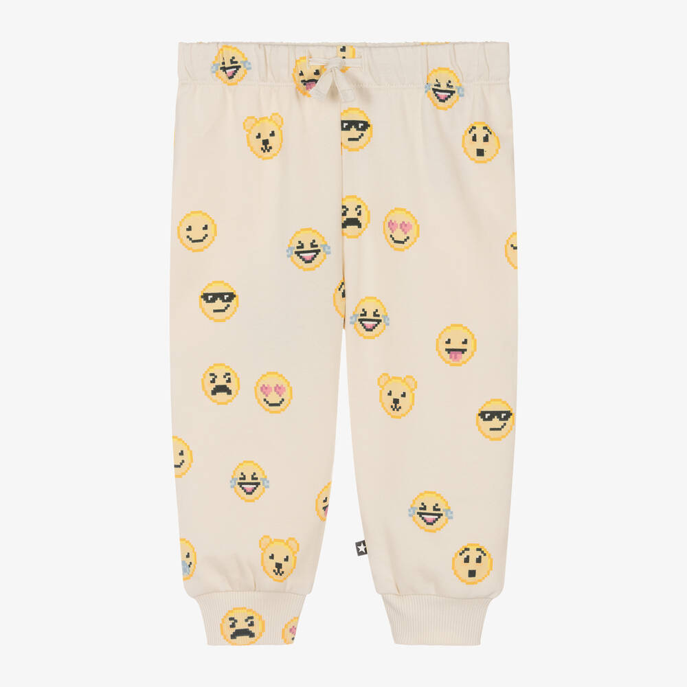 Molo - Ivory Cotton Emoji Joggers | Childrensalon