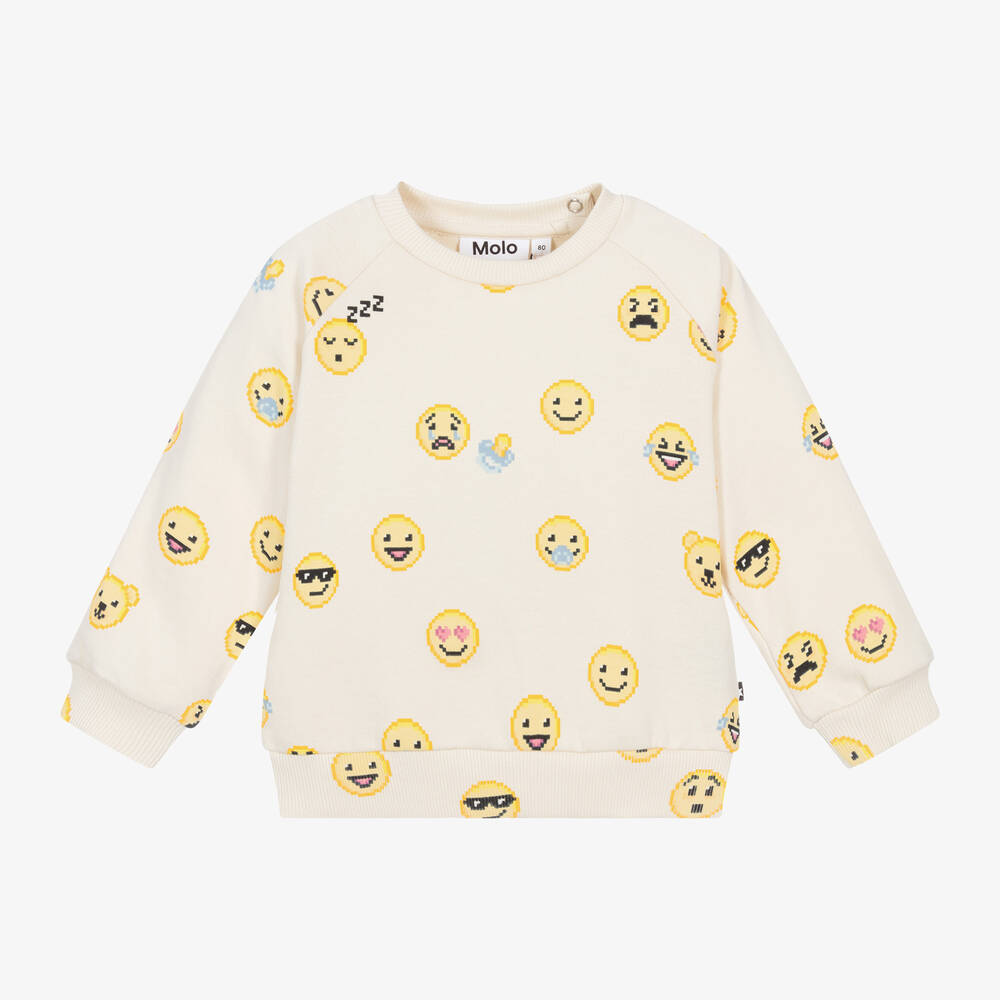 Molo - Ivory Cotton Emoji Sweatshirt | Childrensalon