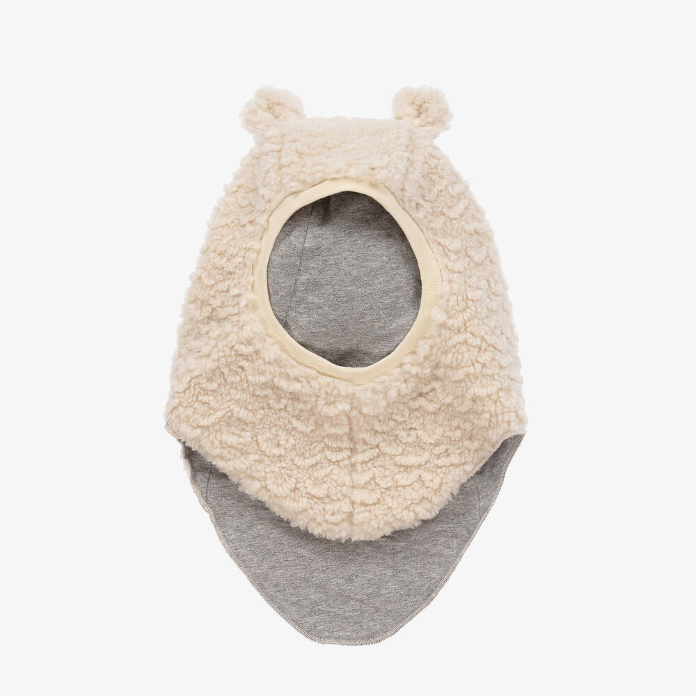 Molo - Ivory Faux Fur Teddy Bear Balaclava | Childrensalon