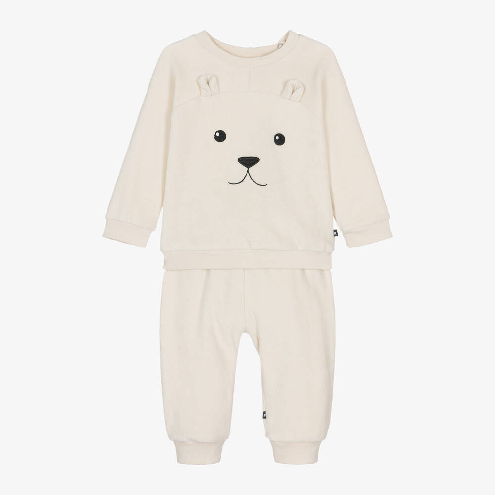 Molo - Ivory Organic Cotton Bear Trouser Set  | Childrensalon