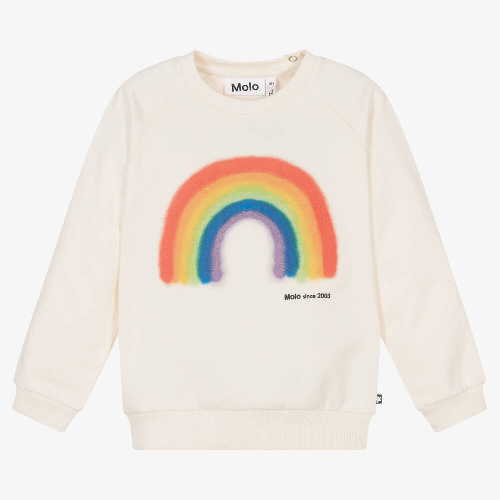 Molo - Regenbogen-Bio-Sweatshirt elfenbein | Childrensalon