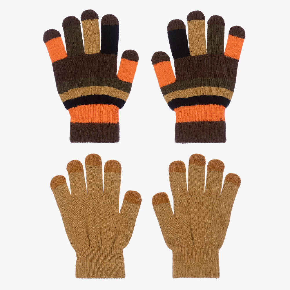 Molo - Khaki Knitted Gloves (2 Pack) | Childrensalon