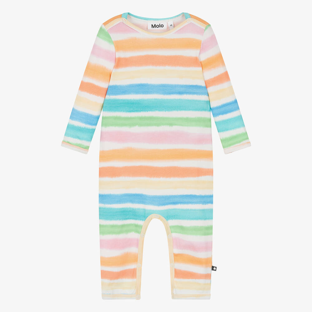 Molo Babies' Orange Organic Cotton Rainbow Romper Suit