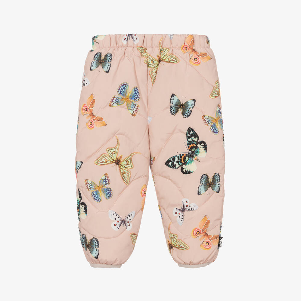 Molo - Pink Butterfly Padded Trousers | Childrensalon