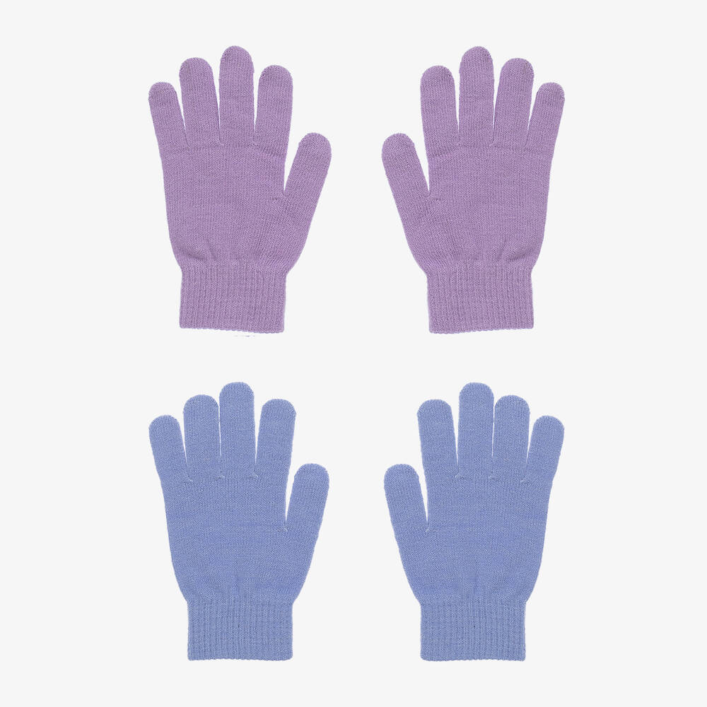 Molo - Purple & Blue Knitted Gloves (2 Pack) | Childrensalon